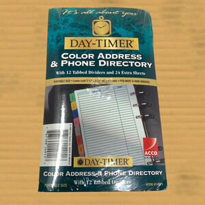 Vintage NEW 1999 Day Timer Color Address & Phone Refill Fits 6 Ring Binders